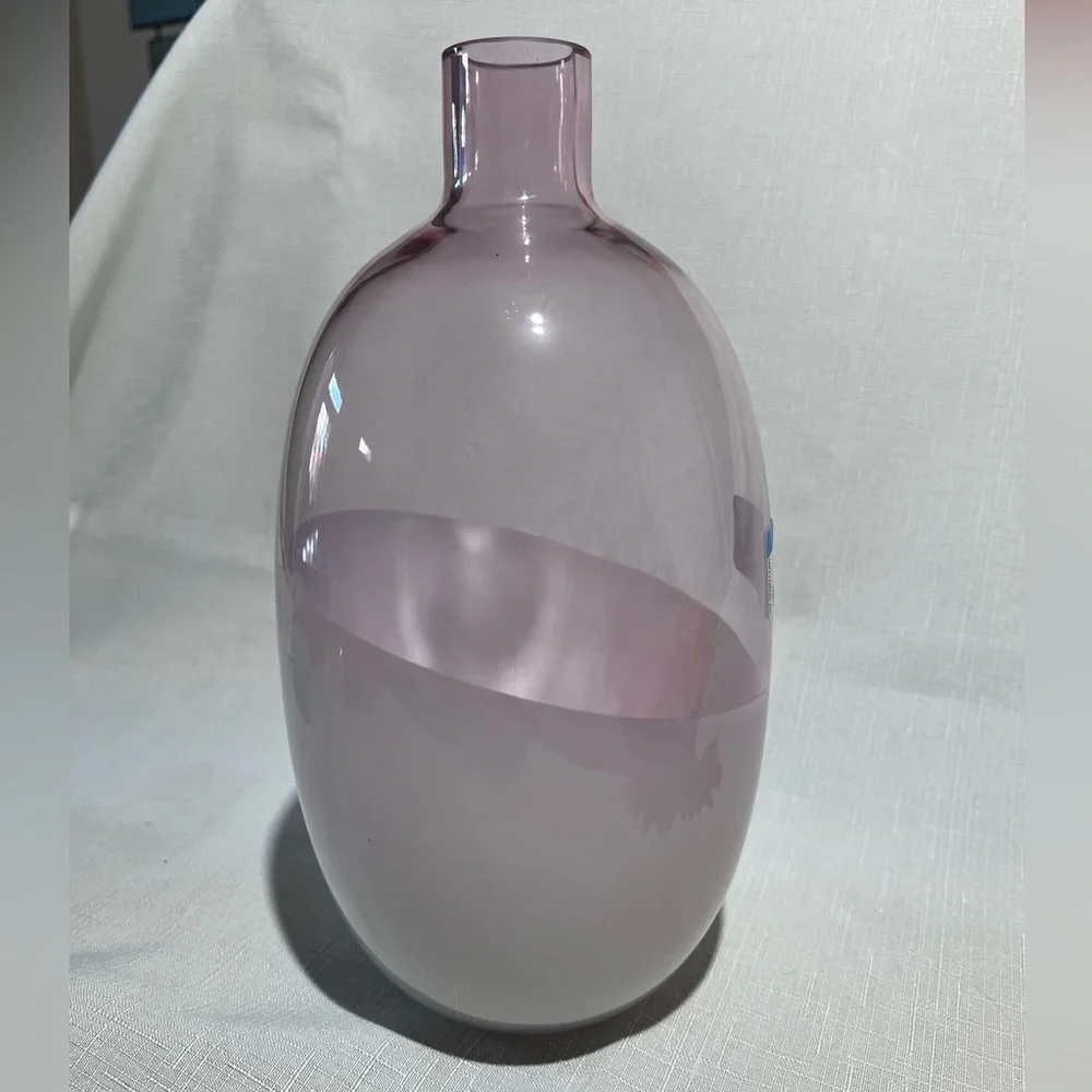 IKEA Vintage 90s Formlig Glass Vase Collectible Pink and White NO CALL OUTS 27cm
